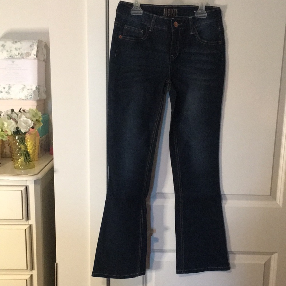 NWOT Justice Mid Rise Boot Cut Dark Jeans